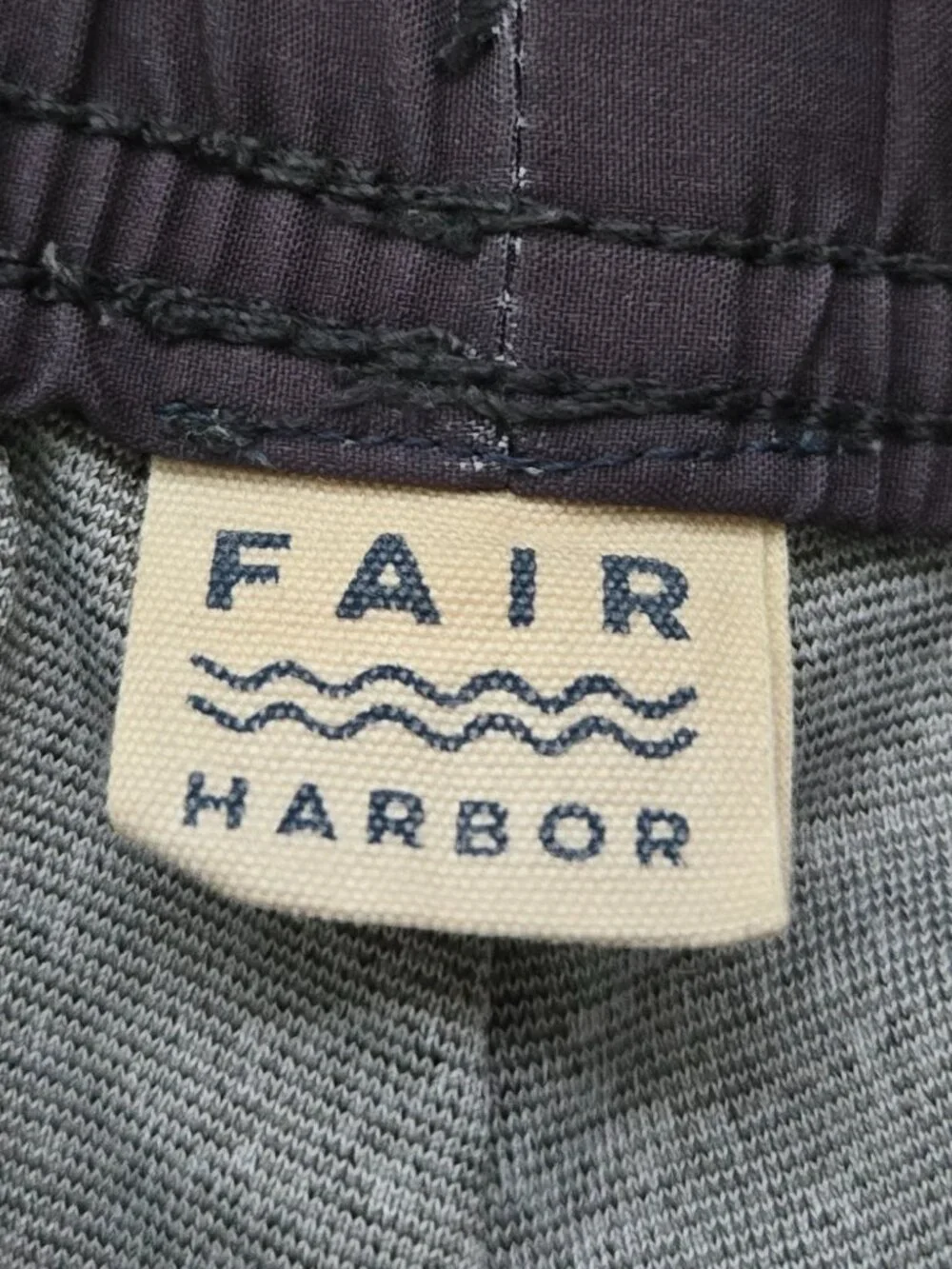 Fair Harbor Geo Pattern Swim Trunks Mens Blue Grey Lined Resort Small FLAW S